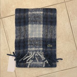 Lacoste Navy and White Checkered Scarf